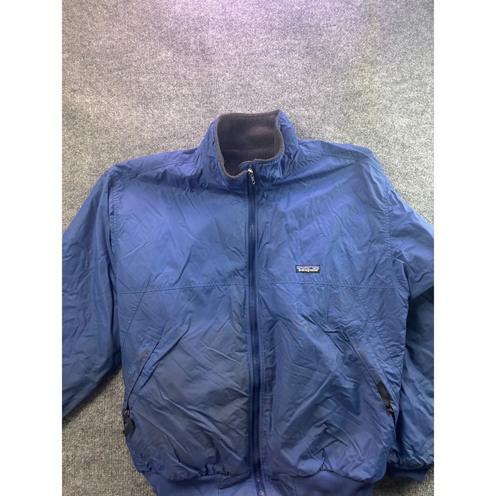 Vintage Patagonia Shelled Synchilla Bomber Jacket Mens L Blue Fleece-Lined USA